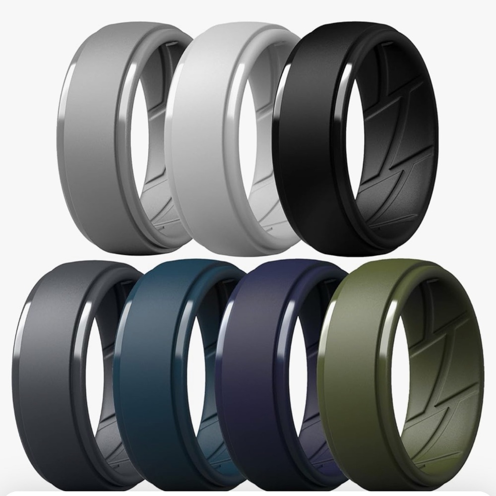 Thunderfit men’s silicone rings set of 5; size: 8